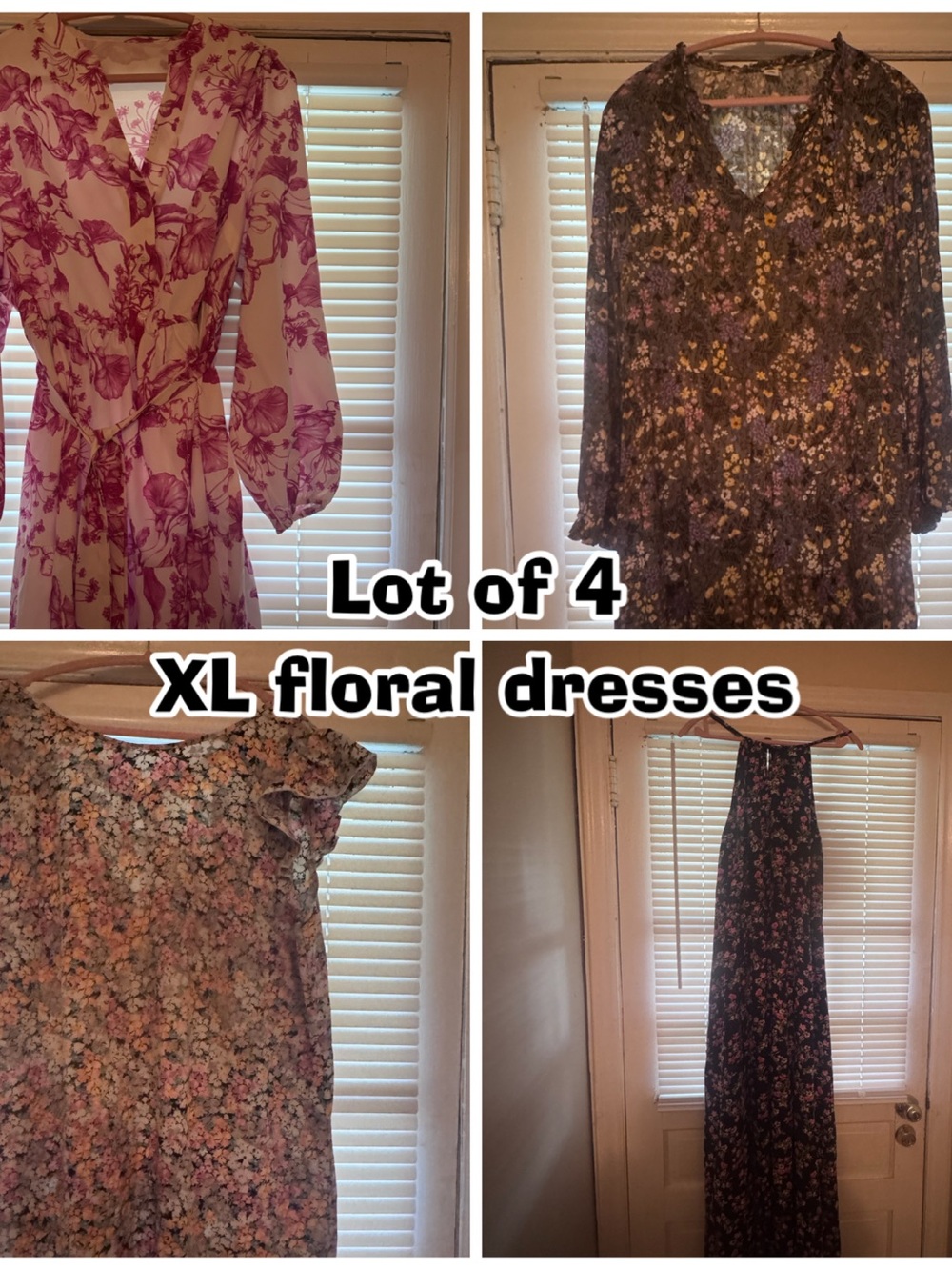 Lot of 4 XL Floral Dresses -  Multicolor Prints